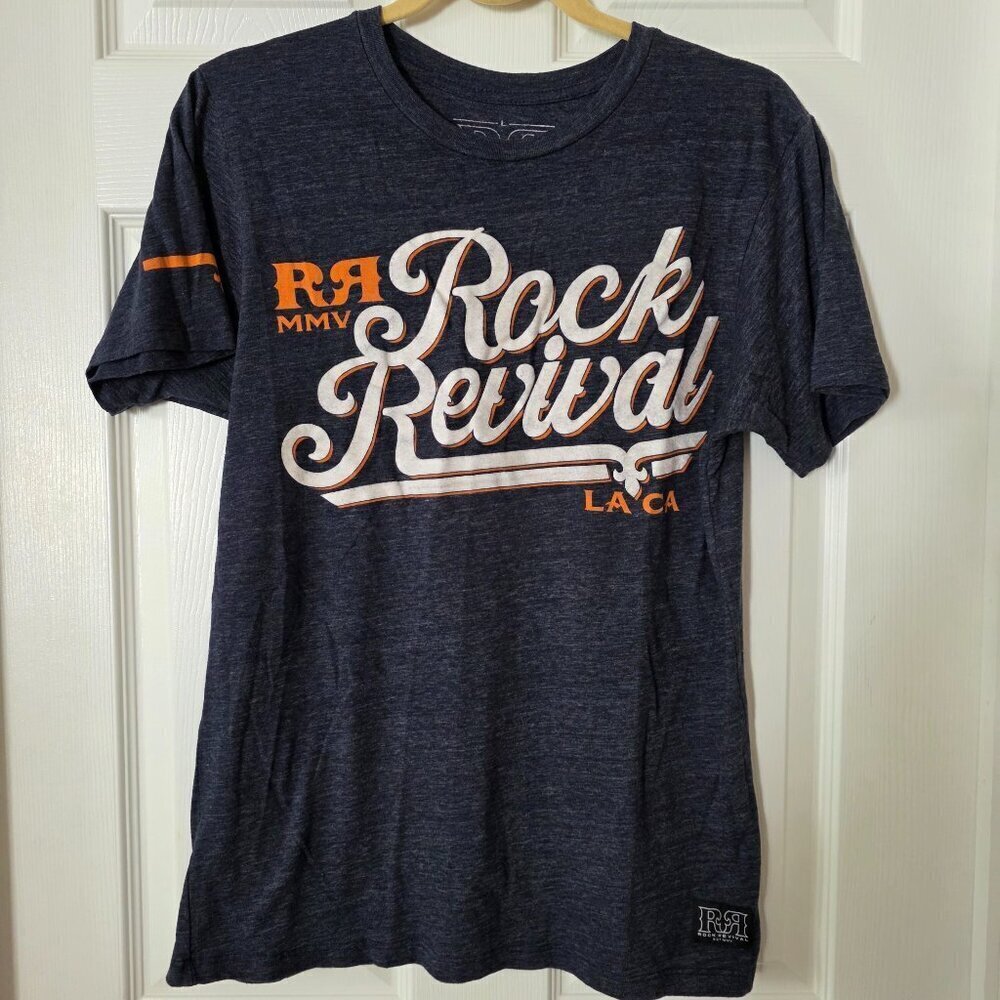 Rock Revival LA CA Heather Blue Youth Short Sleeve T-shirt Size Large